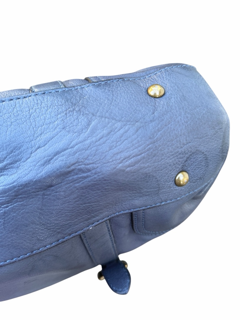 Frye Blue Leather Tote with Gold-Tone Hardware - Picture 7 of 11